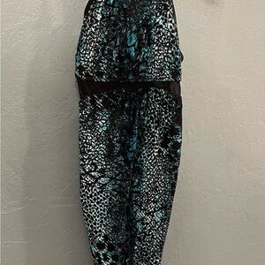 Blue/green and black snakeskin jumpsuit